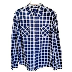 Route 66 Shirt Men's Size L Black/White Check Button Down Long Sleeve Casual